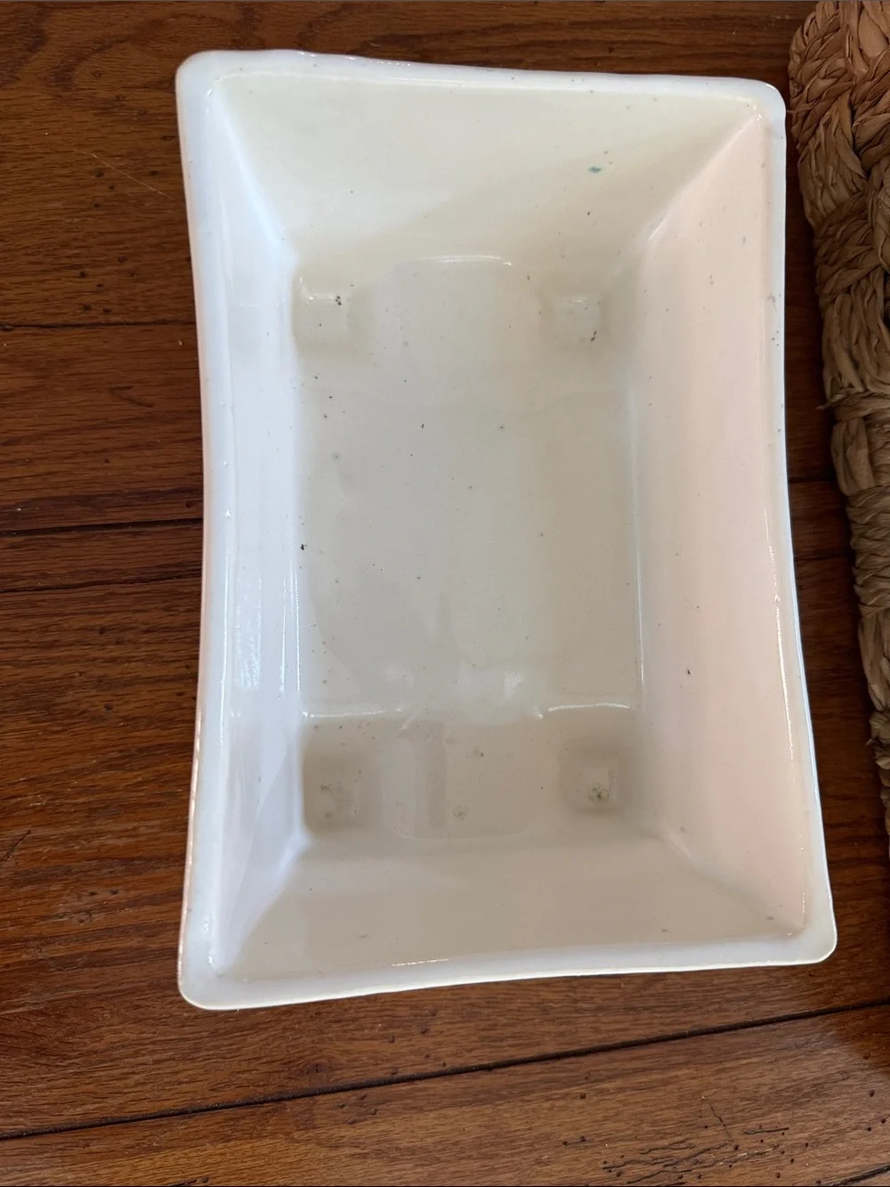 Vintage Cream Ceramic Rectangular Footed Planter/Catchall Tray